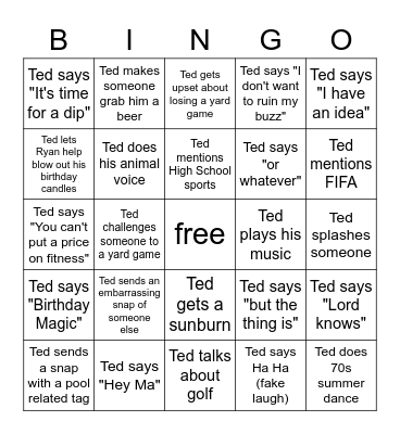 Ted Bingo Card
