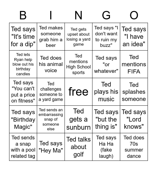 Ted Bingo Card