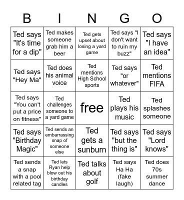 Ted Bingo Card