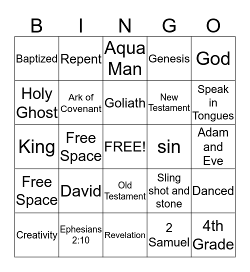 King David Bingo Card