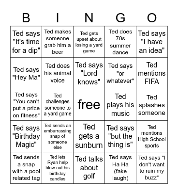 Ted Bingo Card