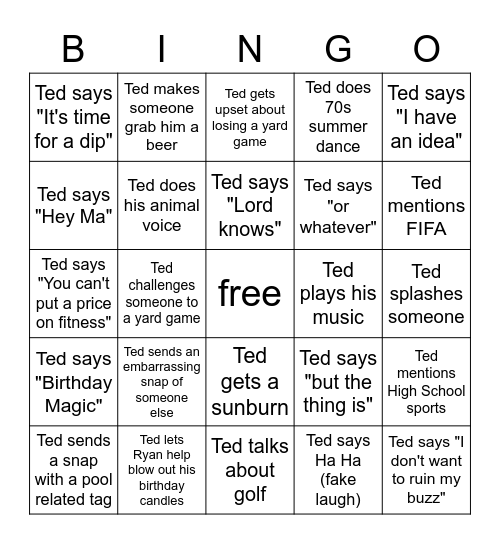 Ted Bingo Card