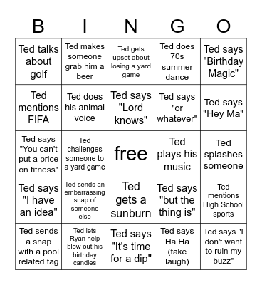 Ted Bingo Card