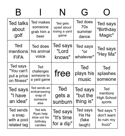 Ted Bingo Card