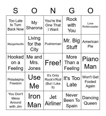 '70s Night Round 2 Bingo Card