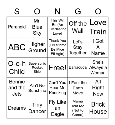 '70s Night Round 3 Bingo Card