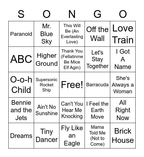 '70s Night Round 3 Bingo Card