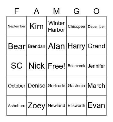 Memere Bingo Card