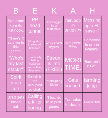 Monday Bingo Card