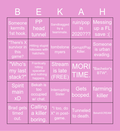 Monday Bingo Card
