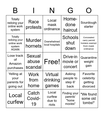 2020 Bingo Card