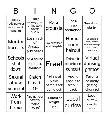 2020 Bingo Card