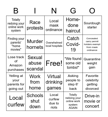 2020 Bingo Card