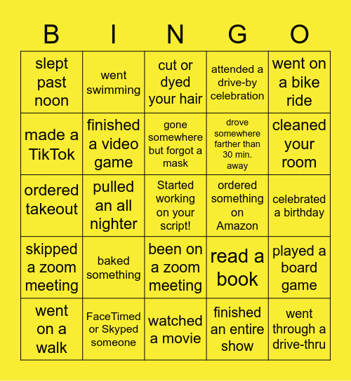 Speech Bingo - Quarantine Edition Bingo Card
