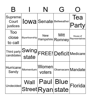 Election Night Bingo Card