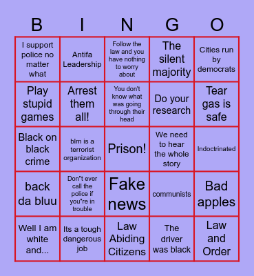 Malicious Bootlicker Bingo Card