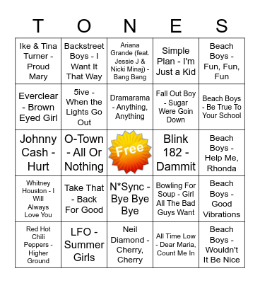 Game Of Tones 7-6-20 Game 5 Bingo Card