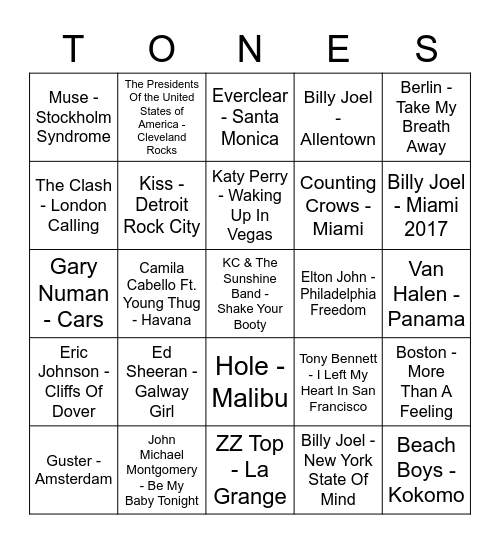 Game Of Tones 7-6-20 BLACKOUT GAME Bingo Card