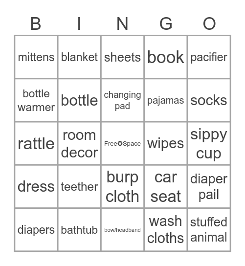 Baby 🌺 Bingo Card