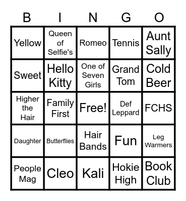 TARA IS 50 & FABULOUS! Bingo Card