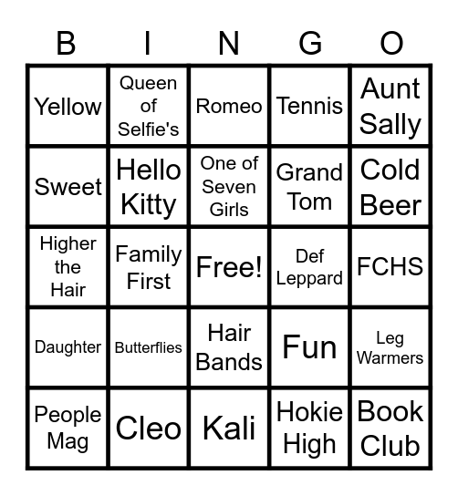 TARA IS 50 & FABULOUS! Bingo Card