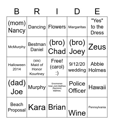 BRIDAL BINGO WINE TIME Bingo Card