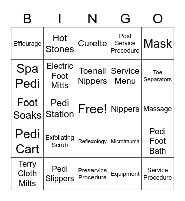PEDICURING Bingo Card