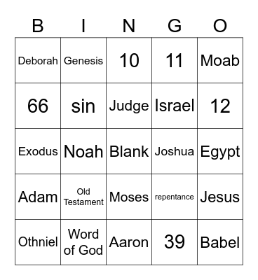 Bible Bingo Card