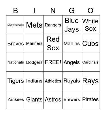 Baseball BINGO Card