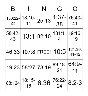 Valentine Scripture Mastery Bingo Card
