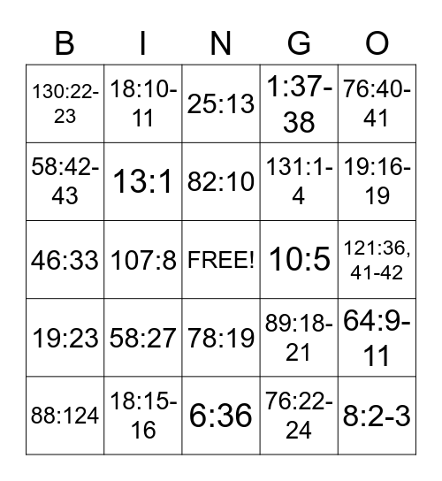 Valentine Scripture Mastery Bingo Card