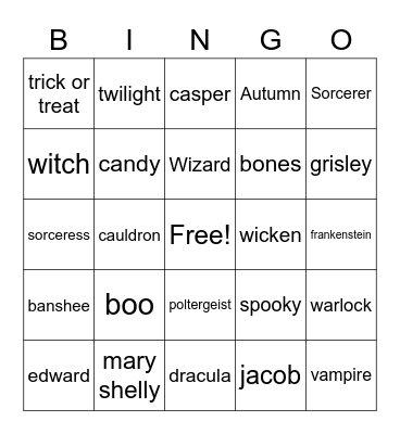 Halloween Bingo Card