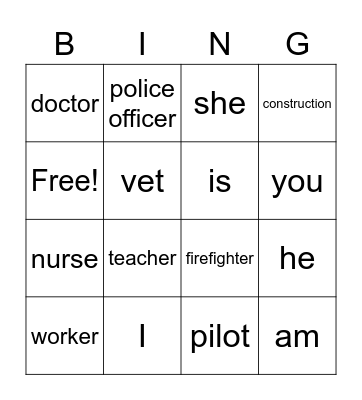 I am a community worker. Bingo Card