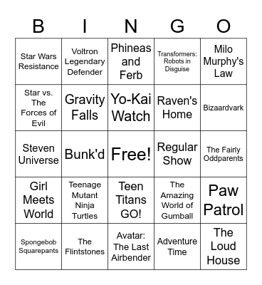 TV  Shows Bingo Card