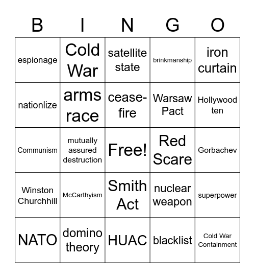 Cold War Review  Bingo Card