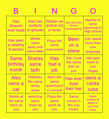 CSUSB  BINGO! Bingo Card