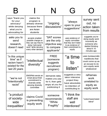 McDermott Equity Work Bingo Card