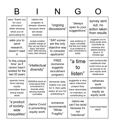 McDermott Equity Work Bingo Card