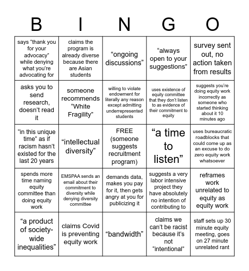 McDermott Equity Work Bingo Card