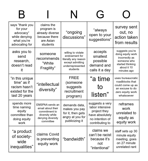 McDermott Equity Work Bingo Card