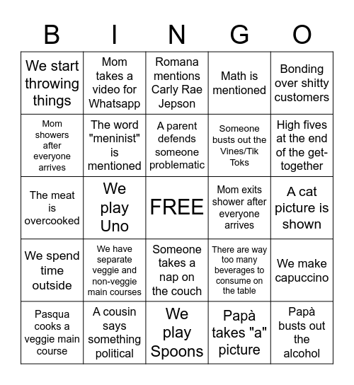 Ruggiero-Petucci Get Together's Bingo Card