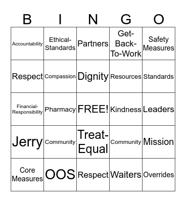 Get Back to Work  Bingo Card