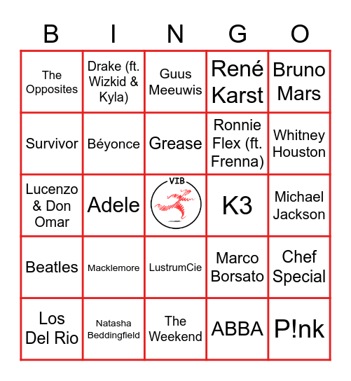 Muziek Bingo Card