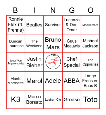 Muziek Bingo Card