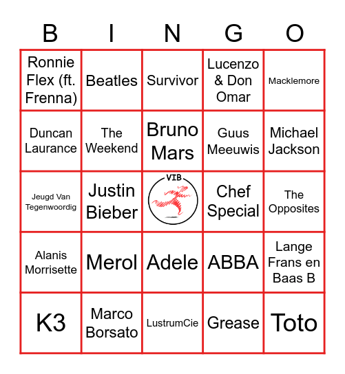 Muziek Bingo Card