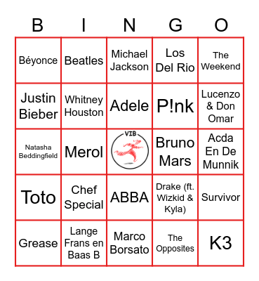 Muziek Bingo Card