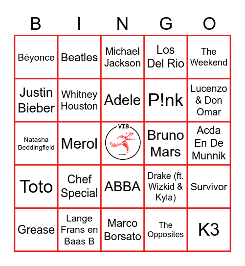Muziek Bingo Card