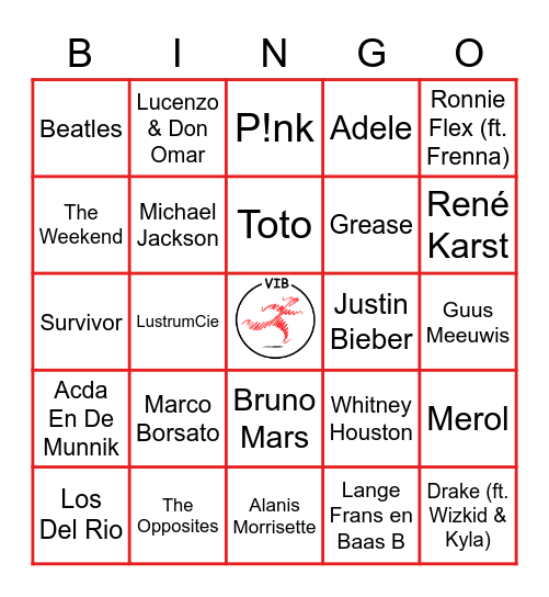 Muziek Bingo Card