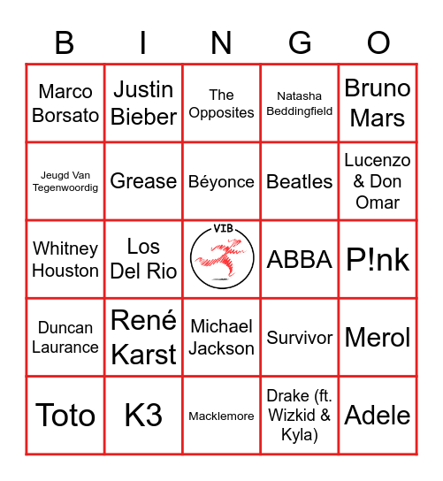 Muziek Bingo Card