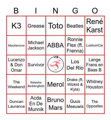 Muziek Bingo Card